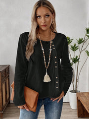 Women's Solid Color Round Neck Long Sleeve