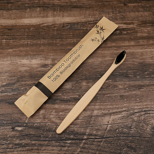 10Pcs Colorful Toothbrush Natural Bamboo Tooth Brush Set
