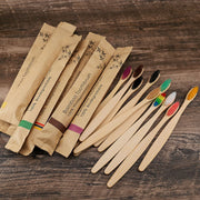 10Pcs Colorful Toothbrush Natural Bamboo Tooth Brush Set