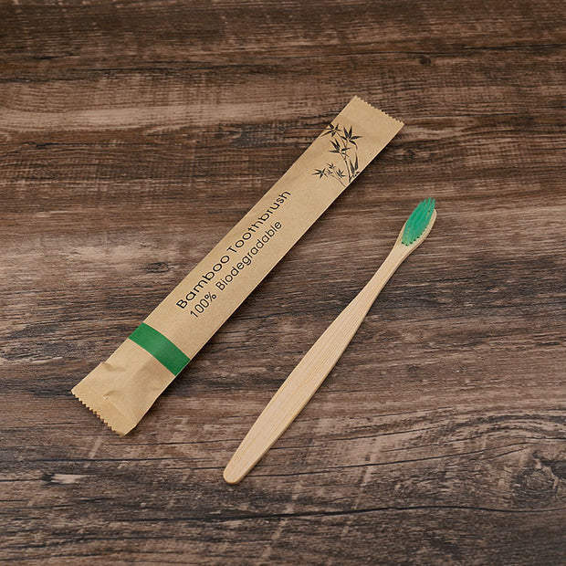 10Pcs Colorful Toothbrush Natural Bamboo Tooth Brush Set