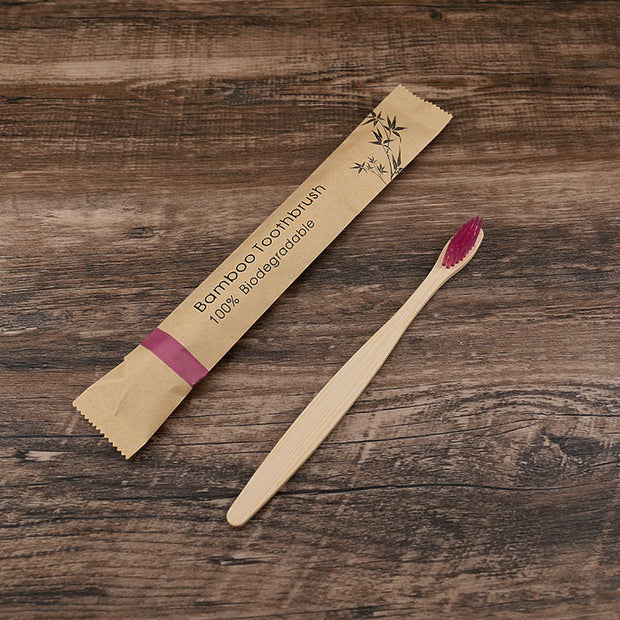 10Pcs Colorful Toothbrush Natural Bamboo Tooth Brush Set