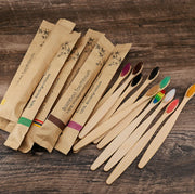 10Pcs Colorful Toothbrush Natural Bamboo Tooth Brush Set