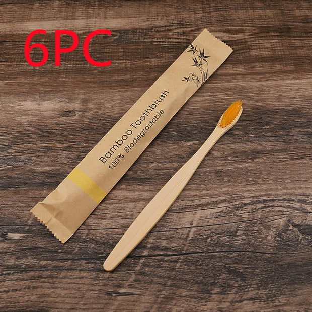 10Pcs Colorful Toothbrush Natural Bamboo Tooth Brush Set