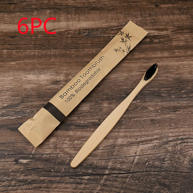 10Pcs Colorful Toothbrush Natural Bamboo Tooth Brush Set